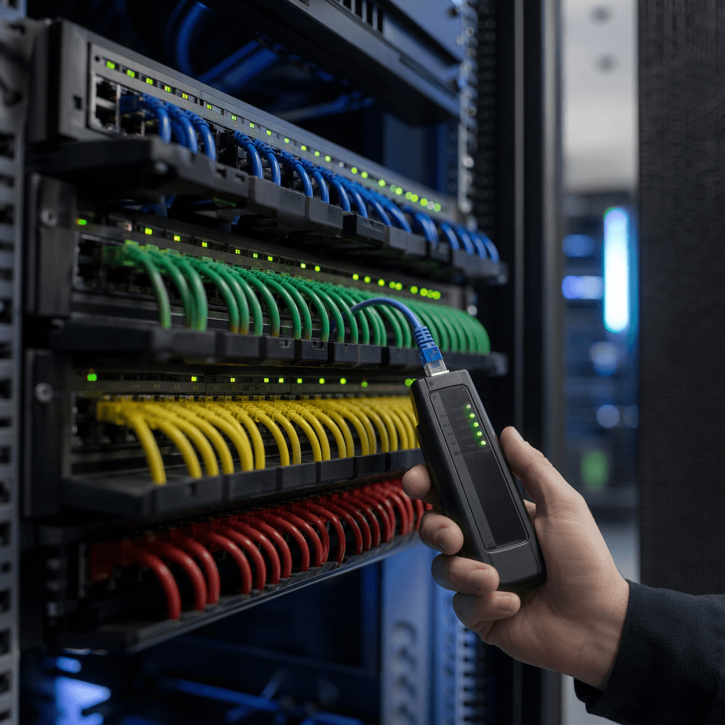 Rack de red con cableado estructurado profesional